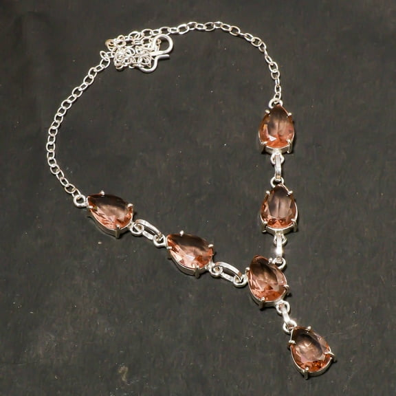 Morganite Pear Shape Gemstone Handmade Superb Gift For Love Necklace Jewelry 18"