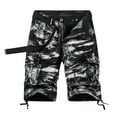 thumbnail image 2 of Mens Shorts Cargo Shorts for Men, Cargo Shorts for Men Stretch Waist Cotton Hiking Short Casual Solid Zipper Button Pockets Cropped Cargo Shorts Daily, 2 of 3