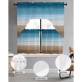 Blue Beige Brown Kitchen Curtains Set for Windows 3 Piece Cafe Curtains ...