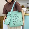 thumbnail image 3 of Canvas Tote Bag Bear Pattern Adjustable Strap Large Capacity Cute Kids Crossbody Bag for School, 3 of 10