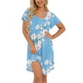 thumbnail image 2 of JWD Womens Nightgown Short Sleeves Sleepwear Soft Loose Sleepshirt Scoopneck Pleated Nightshirt Loungewear, 2 of 5
