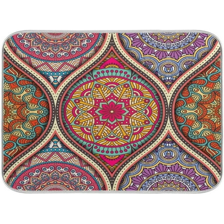

Bohemia Flower Dish Drying Mat Mandala Blooming Kitchen Dish Pads Dish Drying Mat for Kitchen 18 x 24 Inch
