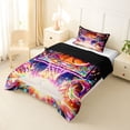 thumbnail image 3 of Castle Fairy Orange Basketball Print Twin Comforter Sets 2pcs, Sport Theme Graffiti Splash Bedding Set,Black Reversible,1 Comforter and 1 Pillowcase, 3 of 6