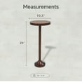 thumbnail image 3 of COZAYH Pedestal Small Drinking Table with Scratching Distressed Finish, Contemporary Metal Base End Table, Light Espresso, 3 of 5