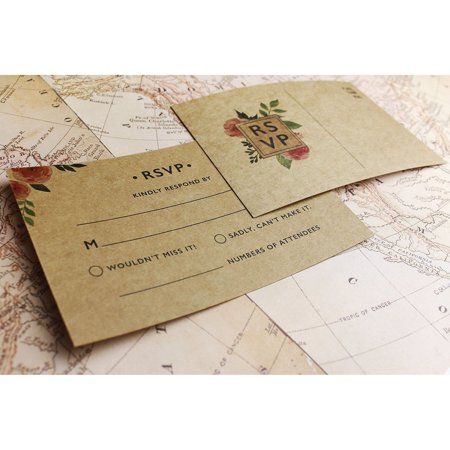50 Pack RSVP Postcards, Kraft Blank Response Card, Wedding Return Cards - RSVP Reply for Parties ...