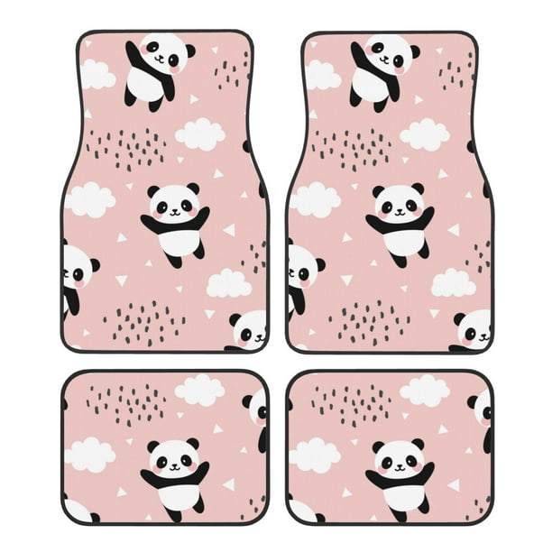 Fotbe Panda Juego de 4 Tapetes para Auto con Estampado – Alfombrillas de Goma Reforzada, Diseño Antideslizante, Protección para Todo el Año – Vehículos, Autos, Camionetas y SUVs