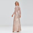 thumbnail image 4 of 2023 New Women Elegant V-neck Mermaid Evening Dress Floor Length Formal Prom Party Gown Sequins Long Sleeve Galadress Vestidos, 4 of 8