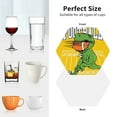 thumbnail image 6 of Disketp T-Rex Playing Football Funny Coasters,4 Pcs Leather Coasters with Holder, Perfect Housewarming Hostess Gifts,Protect Furniture from Water Marks Scratch and Damage-Hexagon, 6 of 6