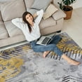 thumbnail image 5 of Cydiria Modern Abstract Patterned Geometric Faux Wool Area Rug, 4' x 6', Gray Yellow, 5 of 8