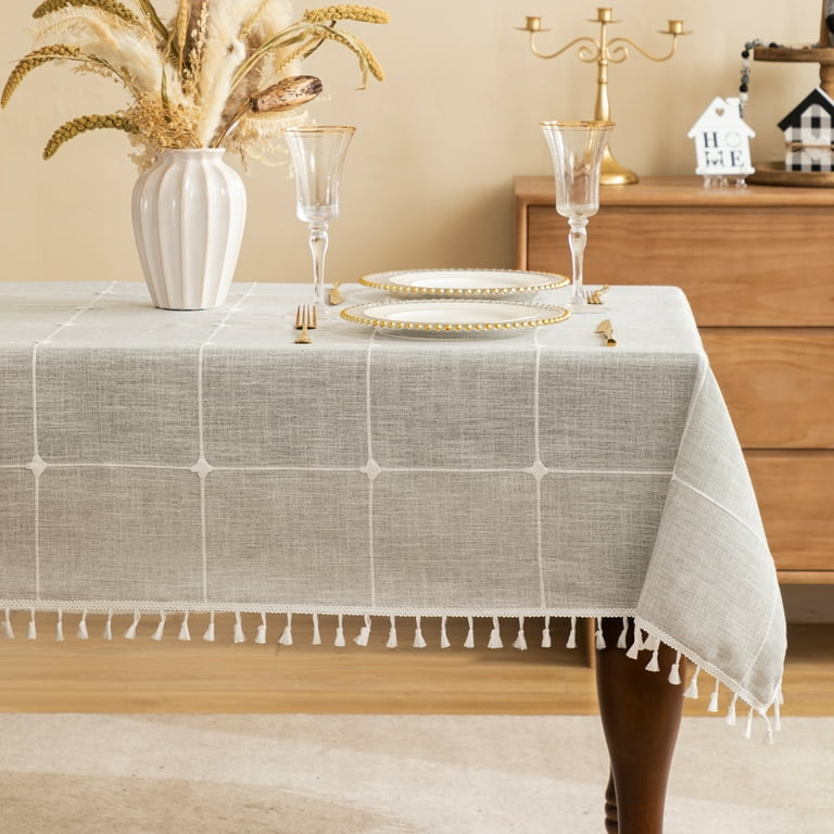 HBlife Burlap Rectangle Tablecloth with Tassel, Cotton Linen Rustic  Tablecloths for Rectangle Tables, Farmhouse Table Cloths for Kitchen  Dinning Party