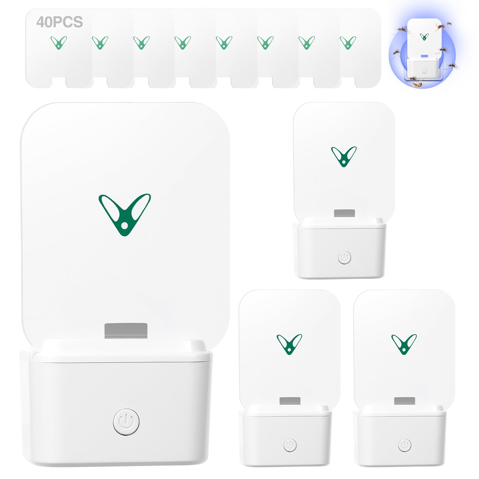 G·PEH 4 Pack Indoor Mosquito Trap White ABS Material Purple Light Insect Catcher - Safe & Hygienic Technology