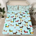 thumbnail image 2 of Homewish Cartoon Dachshund Kids Twin Sheet Sets, Happy Birthday Party Twin Fitted Sheet, Kawaii Animal Flat Sheet, Breathable Home Decor, 3pcs, 2 of 7