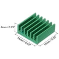 thumbnail image 2 of Uxcell 10Pcs 14x14x6mm Heatsink Aluminum Radiator With Fixed Sticker for Chip CPU, Power Transistor, FET, IC,Green, 2 of 6