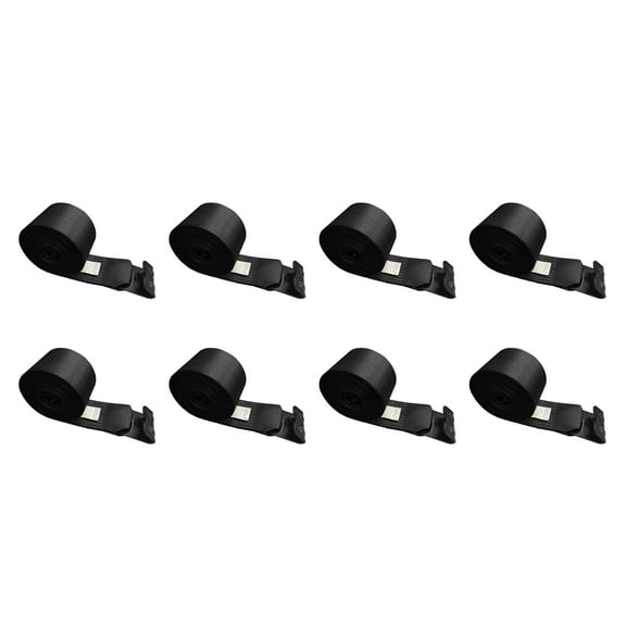 Mega Cargo Control 8 Pack Heavy Duty 4" x 30' Winch Tie Down Strap W/ Flat Hook WLL: 5400 lbs Black