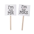 thumbnail image 1 of Mr and Mrs Wedding Party Photo Booth Props on Sticks (White), 1 of 7