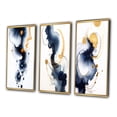 thumbnail image 3 of Designart "Suites of Distant Moods Gilded Ink Abstract I" Abstract Painting Framed Wall Art Set Of 3 - Blue Modern Frame Gallery Set For Office Decor, 3 of 6