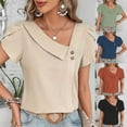 thumbnail image 5 of WREESH Womens Trendy V Neck Business Casual Tops Solid V-Neck Button Blouses Short Sleeved Shirt Black, 5 of 5