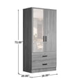 thumbnail image 4 of Better Home Products Grace Armoire Wardrobe with Mirror & Drawers in Gray, 4 of 11