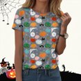 thumbnail image 2 of TOWED22 Halloween Shirts for Women Pumpkin Cat Graphic Tees Fall Crewneck Short Sleeve Costumes Autumn Party Graphic T-Shirt(Dark Gray,XL), 2 of 9