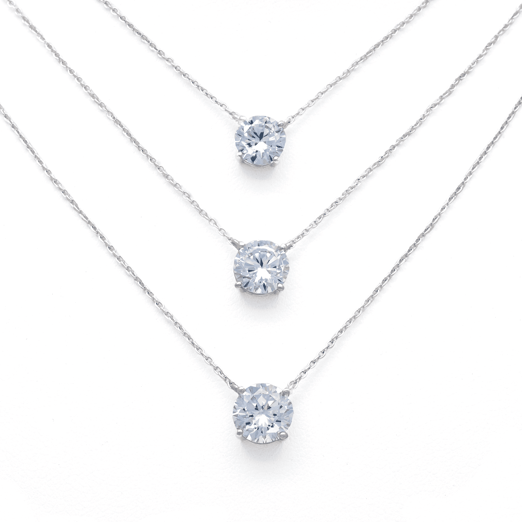 Tilo Jewelry Solid 925 Sterling Silver .90 Carat Solitaire Round Brilliant CZ Pendant Necklace Adjustable Cable Chain | 6mm | Classic Everyday Necklace for Women & Unisex