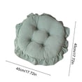 thumbnail image 4 of Round Solid Color Ruffled Cushion with Lace,Fabric Non-Slip Soft Chair Pad,Ruffled Skirt Seat Cover for Wooden Dinner Chair,15.75x15.75x0.8 in （Green）, 4 of 7
