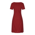 thumbnail image 3 of Robe à Manches Courtes pour Femmes Aguichant Femmes Décontractée Mode Uni Manches Courtes Col Rond Plissée Ajustée Dames Vintage Robe Ligne A Robes, 3 of 5