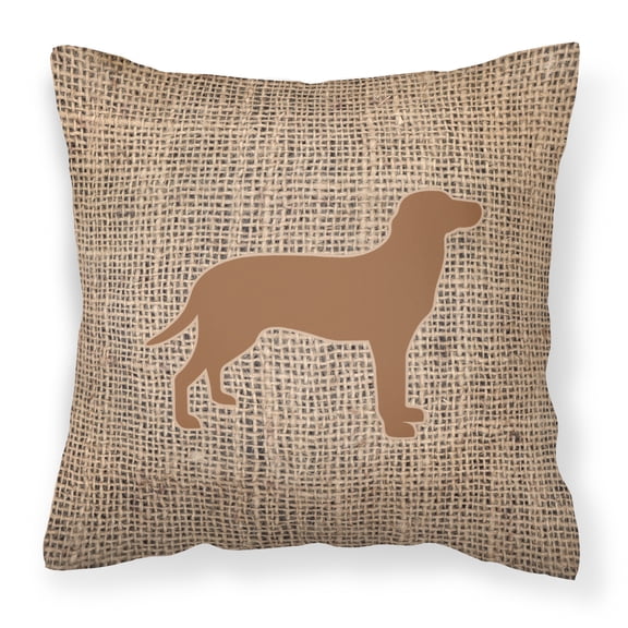 Carolines Treasures BB1116-BL-BN-PW1414 Labrador Burlap and Brown Canvas Fabric Decorative Pillow BB1116 14Hx14W