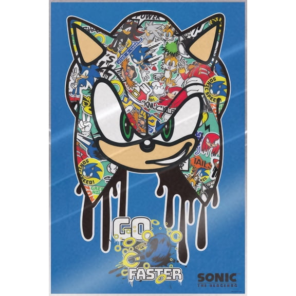 Sonic The Hedgehog - Gaming Poster (Go Faster - Image Montage) (Size: 24" x 36") (Laminated Poster)