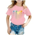 thumbnail image 1 of TechWave T-Shirt à Manches Courtes et Col Rond Imprimé Mode Mignon pour Filles, Été Décontracté, Doux, Ample, Haut à Volants, Pyjama Arc-en-Ciel avec Soutien-Gorge Intégré, Banane, 1 of 5