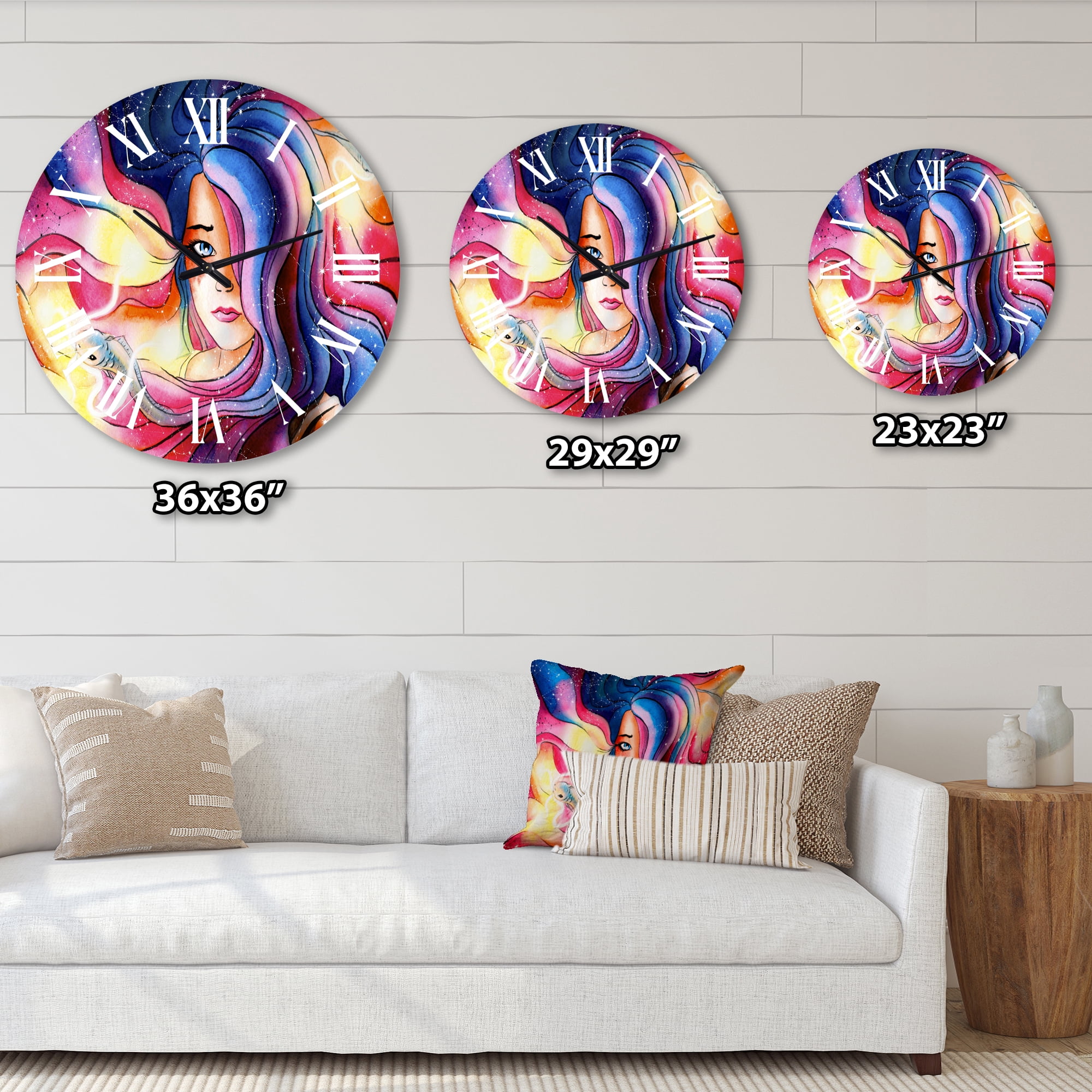 Designart 'The Girl With The Glowing Hair' Modern Wall Clock