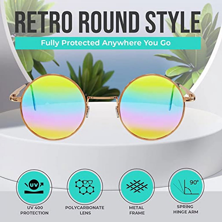 Sunny Pro Retro Round Sunglasses Small Colored Lens Hippie  display picture 2