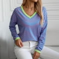 thumbnail image 6 of Utoimkio Fall Sweaters for Women V Neck Striped Cute Winter Pullover Sweaters for Women, 6 of 8
