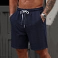 thumbnail image 2 of hlysgo Mens Textured Shorts Old Money Casual Elastic Waist Drawstring Short Beach Vacation Summer Stretch Comfy Short with Pockets Navy,S, 2 of 6
