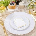 thumbnail image 5 of BallsFHK Beige Plate With Gold Border, Disposable Lace Plastic Plate, Disposable Tableware For Weddings And Parties, High-end Dining Plate, 5 of 5