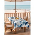 thumbnail image 2 of Outdoor Tablecloth with Umbrella Hole for Patio/Picnic/Party/Camping, Blue Floral Waterproof Table Cloth Rectangle Table Cover Washable, Vintage Cornflower Leaves Rustic Plants (60"x 120"), 2 of 8