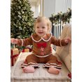 thumbnail image 4 of RUINIXCW Toddler Baby Girl Christmas Gingerbread Outfit Infant Girl Fall Winter Warm Clothes Plush Peter Pan Collar Long Sleeve Shirt Tops Pants Set, 4 of 10