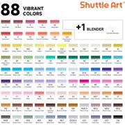 Shuttle Art 88 Colors Dual Tip Alcohol Based Art Markers,Permanent Marker Pens Highlighters with Case Perfect for Illustration Adult Coloring Sketching and Card Making