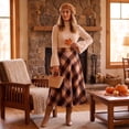 thumbnail image 2 of EANJE Skirts for Women High Waist Plaid A-Line Maxi Skirt with Pockets Vintage Fall Style Red L, 2 of 5