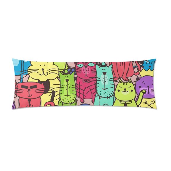 MKHERT Cute Doodle Cat Body Pillow Pillowcase Pillow Protector Cushion Cover 20x60 Inch