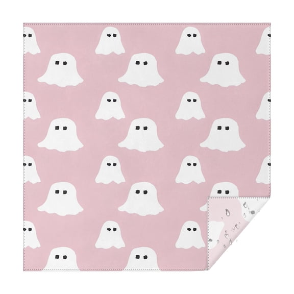 Pink Halloween Ghosts Square Tablecloth,Waterproof Square Table Cover,Wipeable Spillproof Washable Table Cover for Home Kitchen Party Decor 42"X42"(107x107cm)