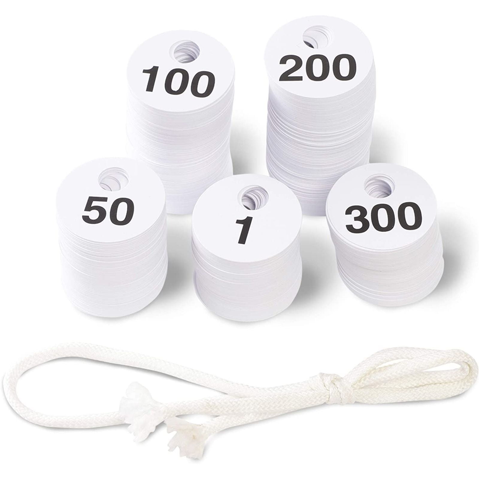 2-Set Reusable Plastic Coat Room Check Tag Numbered 1-300 per Set Double-Sided 