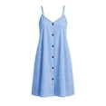 thumbnail image 4 of SAWOBUUN Womens Summer Plaid Mini Dress Sleeveless V Neck Button Down Tank Dress Beach Vacation Casual Dress with Adjustable Straps, 4 of 6