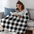 thumbnail image 3 of Black and White Checkered Throw Blanket, Flannel Fleece Blanket with Striped Design for Couch, Farmhouse Buffalo Plaid Soft Breathable All Season Plush Blankets for Sofa Office Car Seat 40"x60", 3 of 9