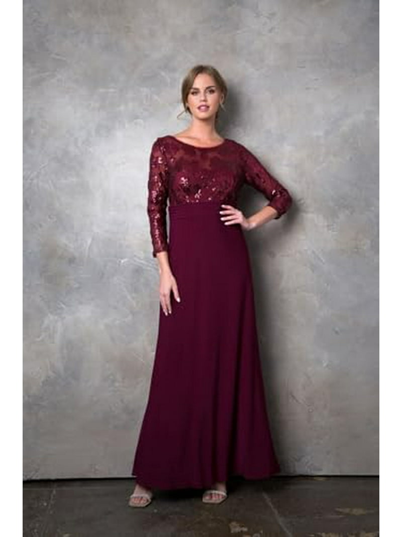 Eva USA 3453 Mother of the Bride Lace Evening Dress | Formal Dress Shops Plum / XL