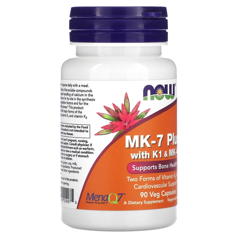 NOW Foods, MK-7 Plus with K1 & MK-4, 90 Veg Capsules - Walmart.com