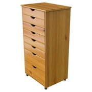 Adeptus Original Roll Cart, Solid Wood, 6+2 Drawer Extra Wide Roll Cart, Med Pine