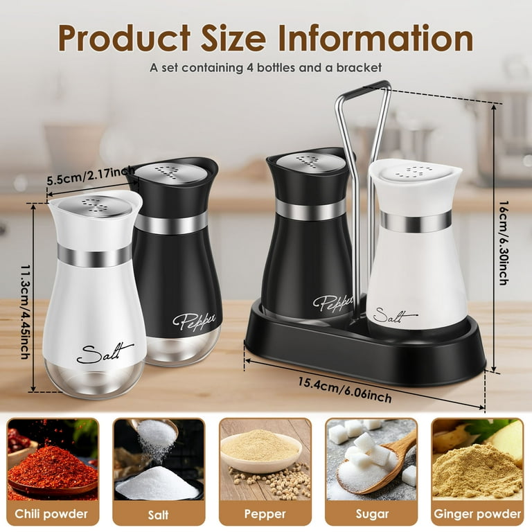Qenwkxz 4 Pcs Salt and Pepper Shaker Set 4 oz Glass Salt and