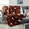 thumbnail image 4 of Cozy Western Vintage Bull Skull Print Flannel Throw Blanket – Rustic Southwestern Style with Turquoise & Brown Accents, 4 of 6