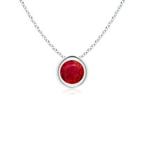 ANGARA Natural Bezel-Set Round Ruby Solitaire Pendant in 14K White Gold for Women (Size-4mm) | July Birthstone, Birthday, Anniversary, Jewelry Gift for Women | Natural Ruby Necklace