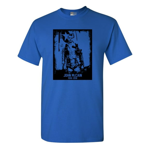 John McCain Senator USA Flag RIP 1936-2018 Hero Black DT Adult T-Shirt Tee